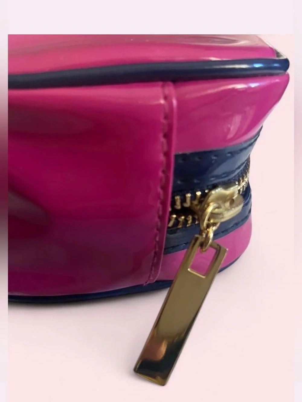 Tory Burch Pink & Navy Patent Cosmetic Case